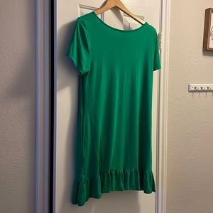Green sundress with pickets. Very comfortable. Size L